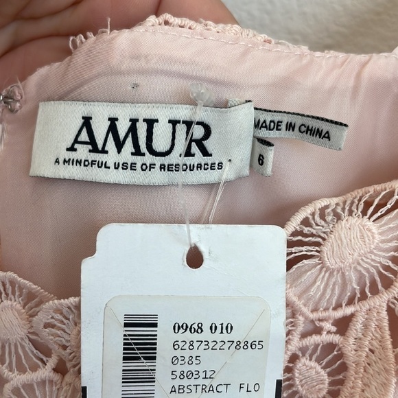 AMUR light pink high low lace tiered midi dress 6 NWT - Picture 9 of 12